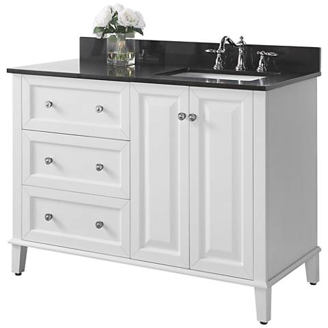 Hannah White 48 Quot Granite Top Off Center Right Sink Vanity