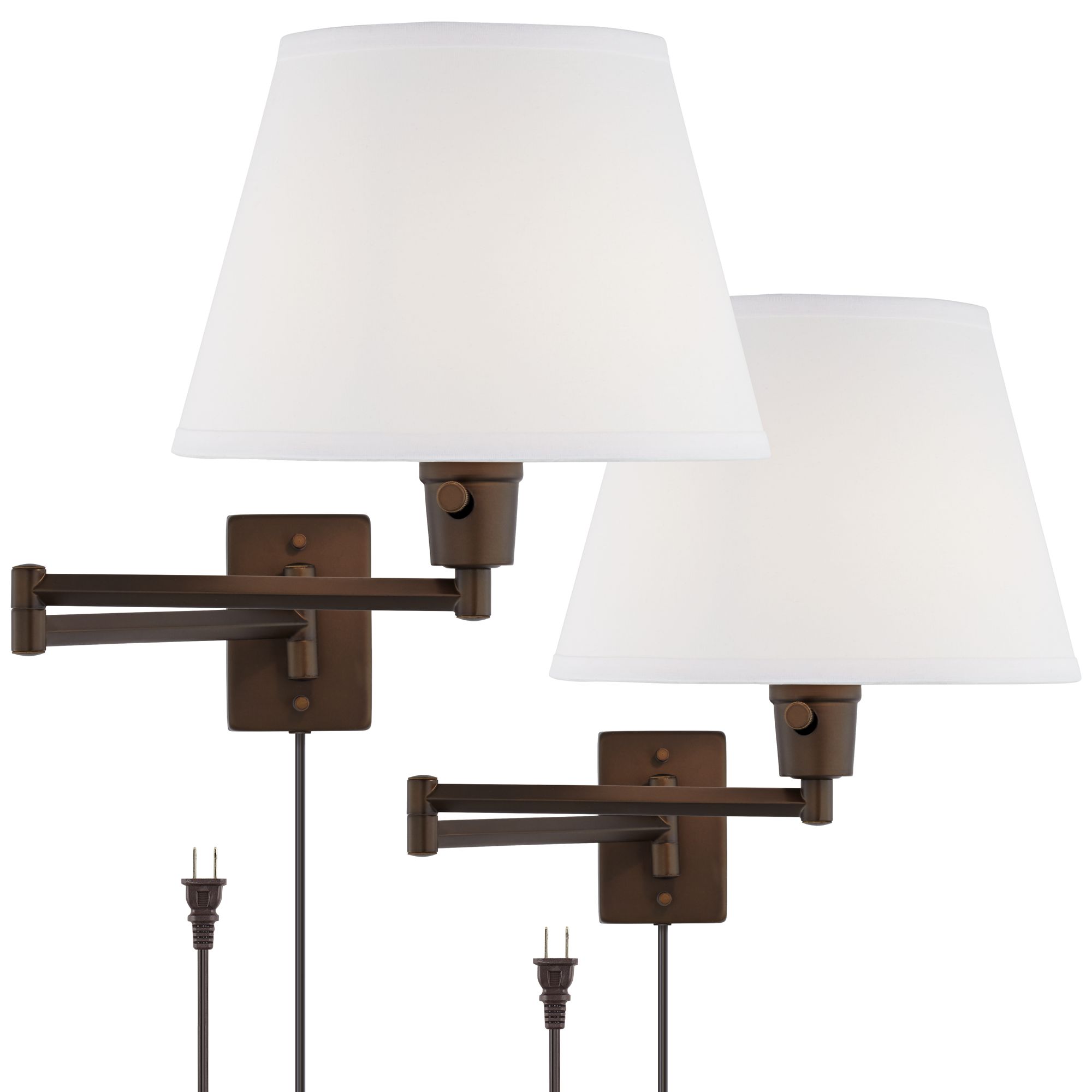 Clement Plug-In Swing Arm Wall Lamp Set of 2 in Bronze