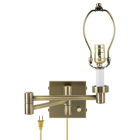 Antique Brass Plug-In Swing Arm Wall Lamp Base - #37857 Lamps Plus