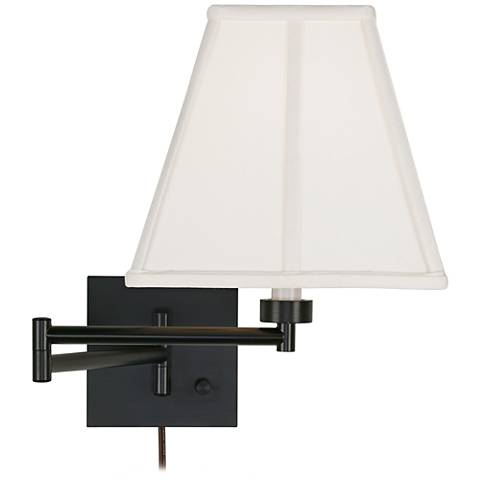 Ivory Square Shade Espresso Plug-In Swing Arm Wall Lamp - #79412-23875 Lamps Plus