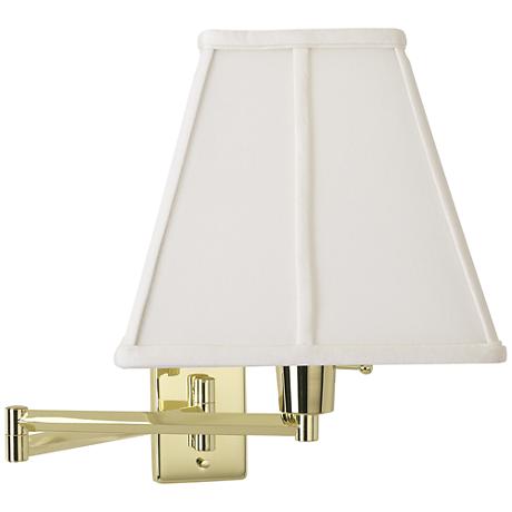 White Square Shade Plug-In Style Swing Arm Wall Lamp - #79553-23875 Lamps Plus