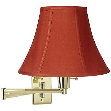 Brass With Red Cinnabar Shade Plug-In Swing Arm Wall Lamp - #79553-52201 Lamps Plus