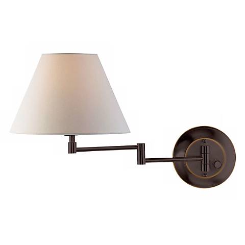 Holtkoetter Old Bronze White Shade Swing Arm Wall Lamp - #86206 Lamps Plus