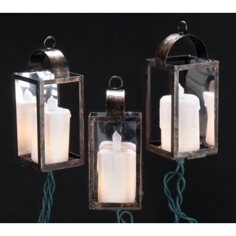 Antique Bronze White Candle Lantern 10-Light String Light - #8K132 Lamps Plus