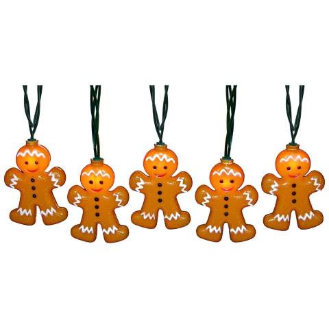 10-Light Gingerbread Man Indoor/Outdoor String Light Set - #9G839 Lamps Plus