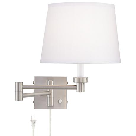 Vero Brushed Nickel Plug-In Swing Arm Wall Lamp with USB - #9N314 Lamps Plus