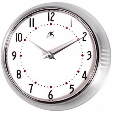 Retro Round Silver Finish Metal Wall Clock - #G8750 Lamps Plus