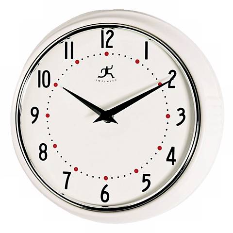 White Retro Round Metal Wall Clock - #G8755 Lamps Plus