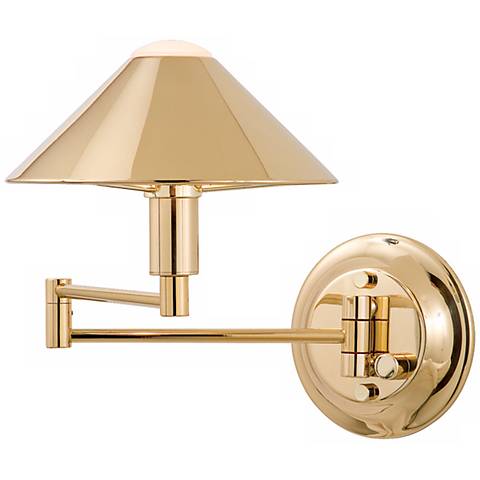 Holtkoetter Polished Brass Solid Brass Swing Arm Wall Lamp - #K0649 Lamps Plus