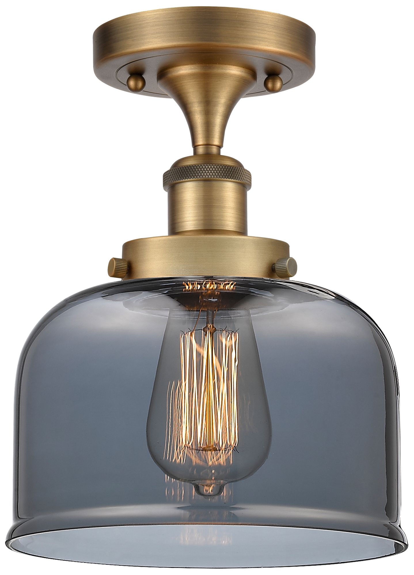 Innovations Lighting Ballston Urban Bell  8" Semi-flush Mount - Brushed Brass - Plated Smok