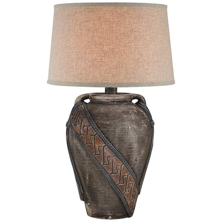Moxley Earthen Brown Hydrocal 2-Handle Jug Table Lamp