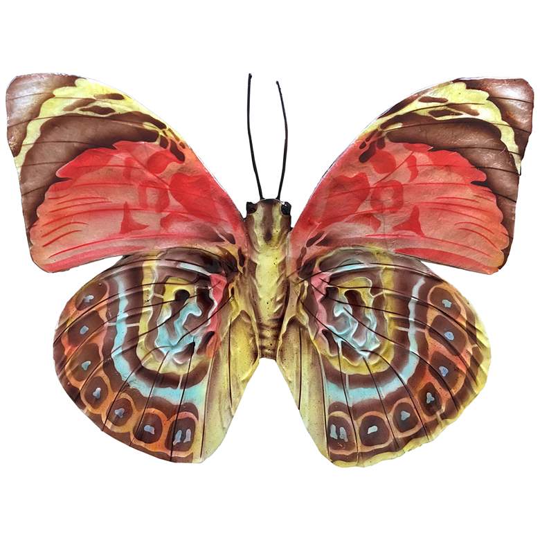 Image 2 Eangee Butterfly 11"W Red Multi-Color Capiz Shell Wall Decor