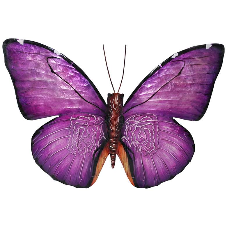 Eangee Butterfly 11&quot; Wide Purple Capiz Shell Wall Decor
