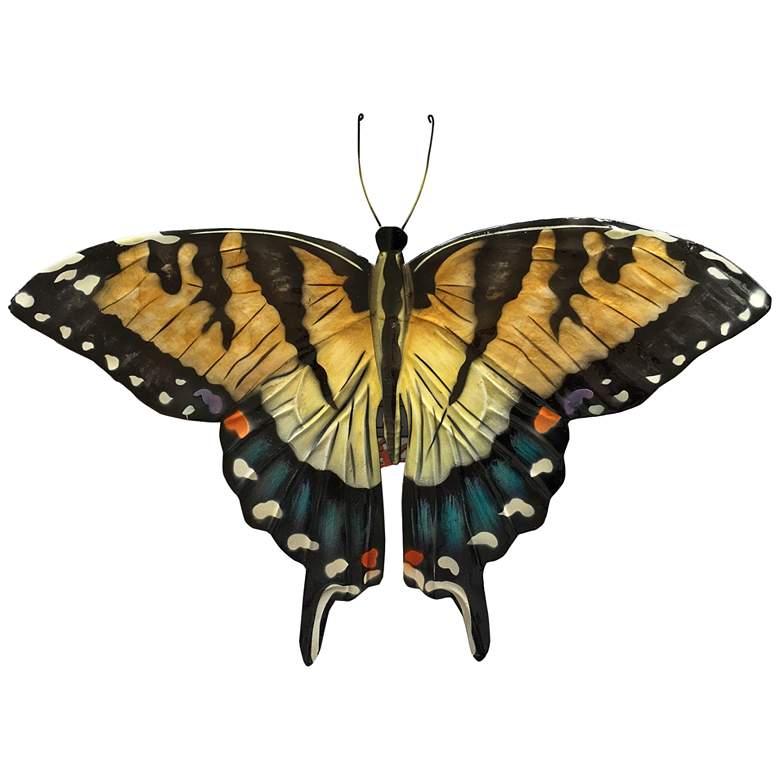 Image 2 Swallowtail Butterfly 11"W Gold Blue Capiz Shell Wall Decor