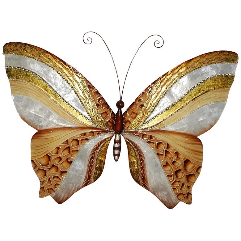 Image 2 Eangee Butterfly 18"W Copper Pearl Capiz Shell Wall Decor