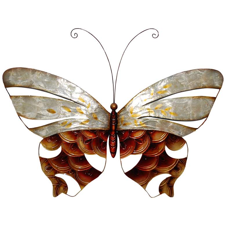 Image 2 Eangee Butterfly 18"W Pearl and Copper Scaling Wall Decor