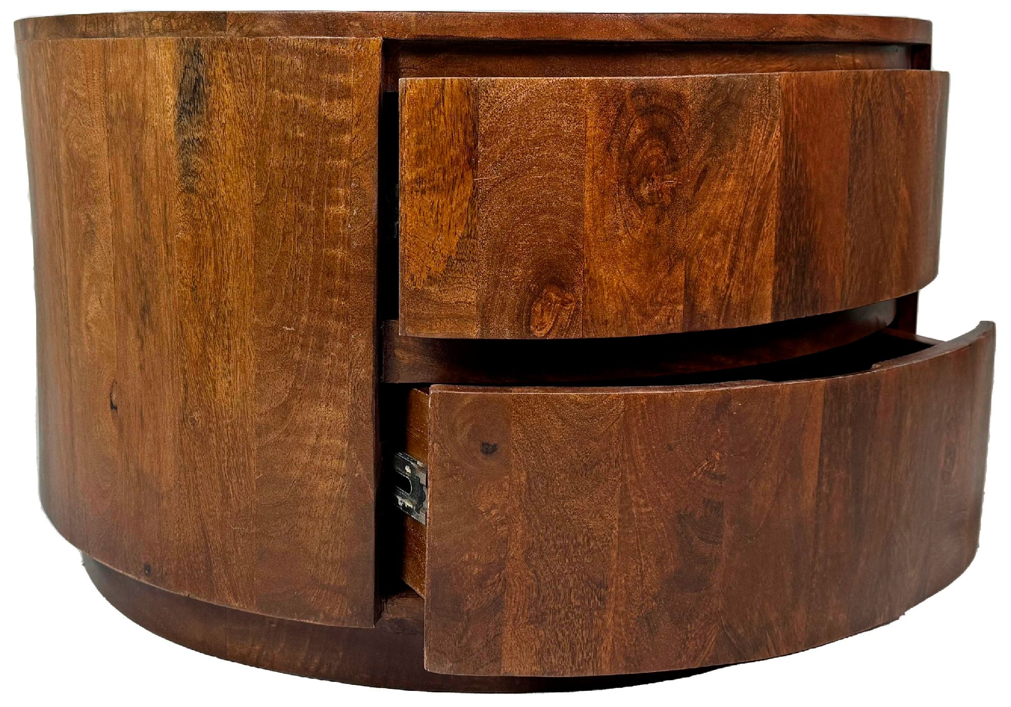 Christa 30" Wide Chestnut Wood 2-Drawer Round Coffee Table