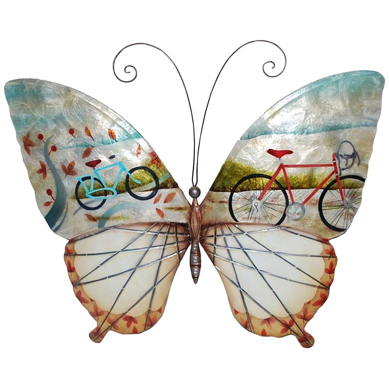 Image 2 Eangee Butterfly Bicycles 18" Wide Capiz Shell Wall Decor