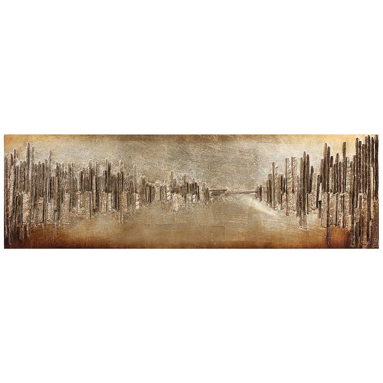 Image 2 Passages 72" Wide Metallic Rugged Wooden Wall Art