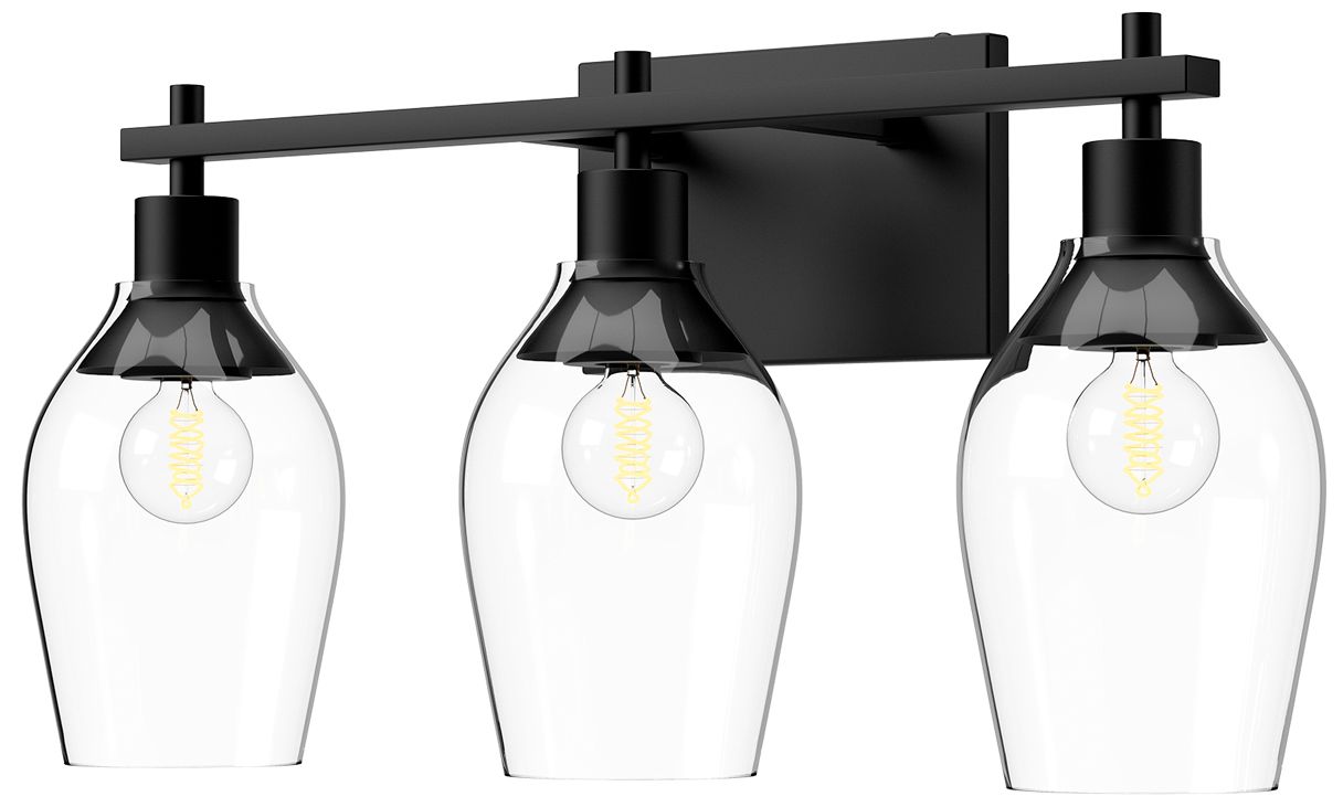 Kuzco Alora Mood Kingsley E26 22-in Clear Glass/matte Black Vanity Light