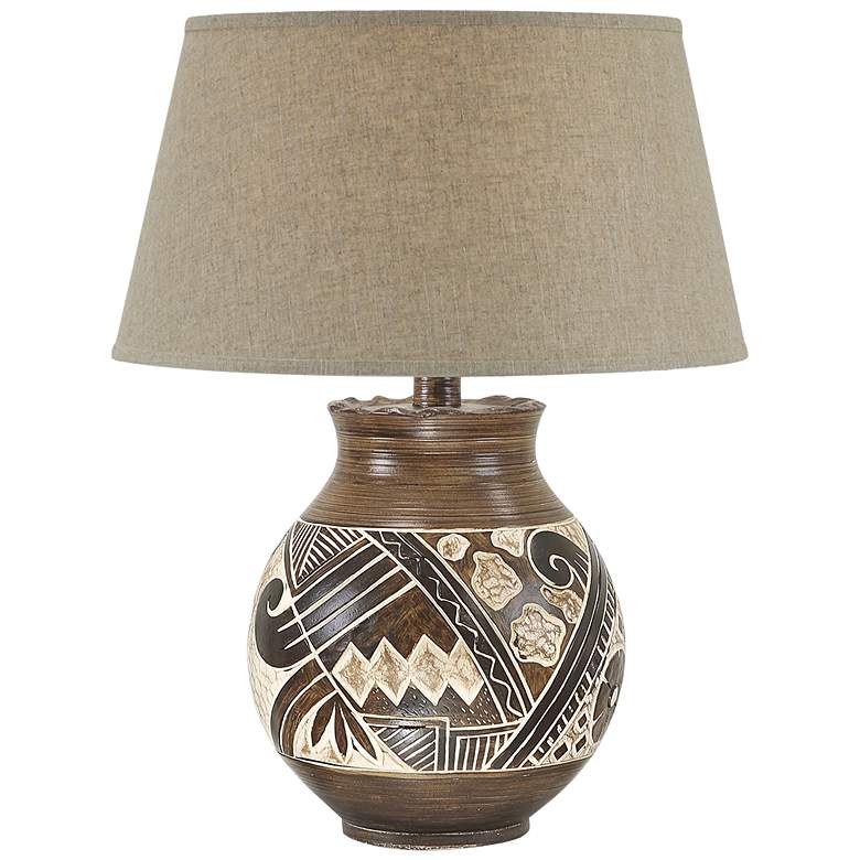 Averna Brown Hydrocal Pot Table Lamp