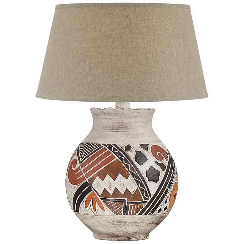 Image 2 Averna Umber Accents Hydrocal Pot Table Lamp