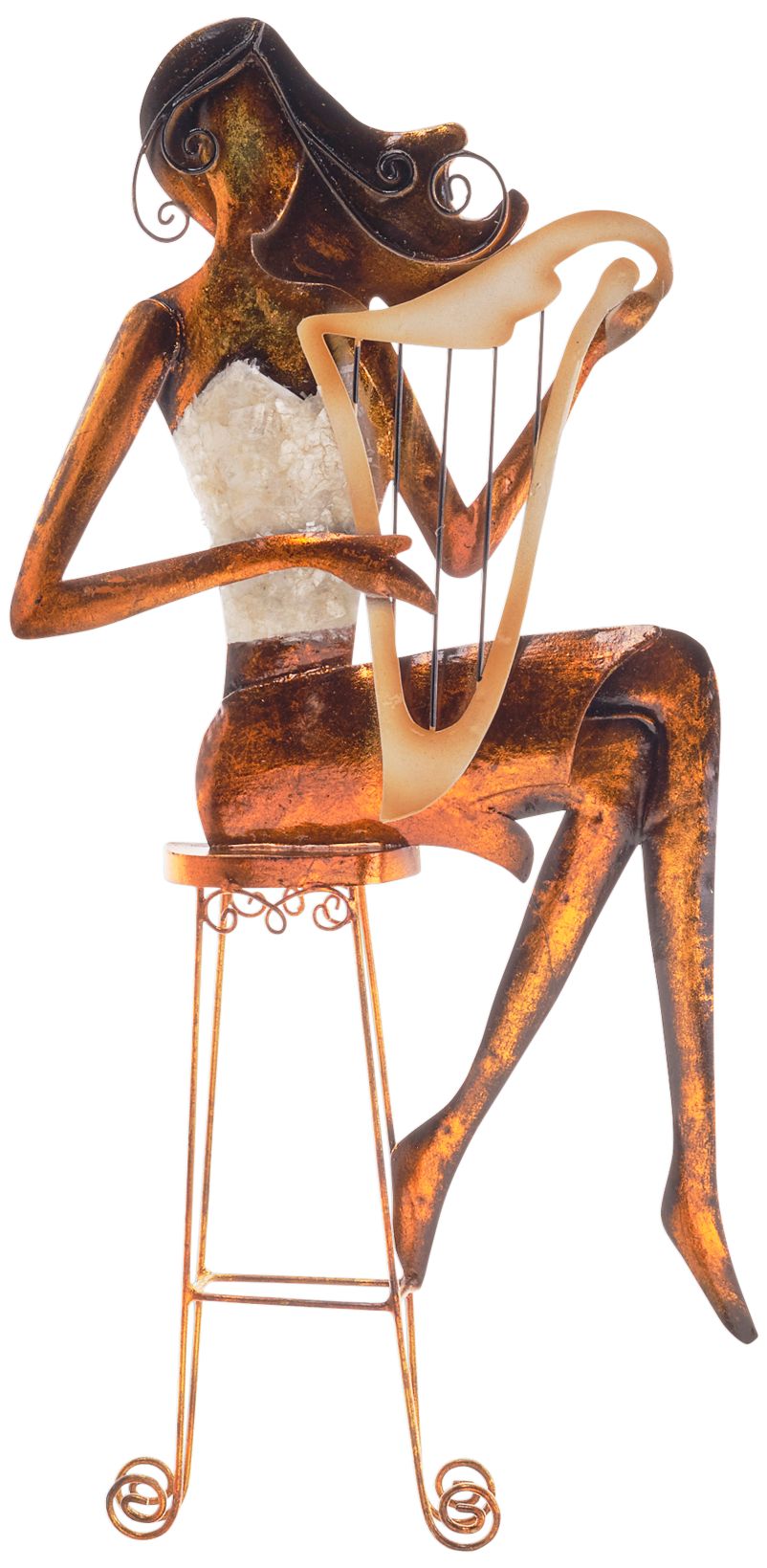 Eangee Musician Seated Harpist 14" High Metal Wall Decor