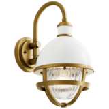 Kichler Tollis 15 1/4&quot;H White and Brass Outdoor Wall Light