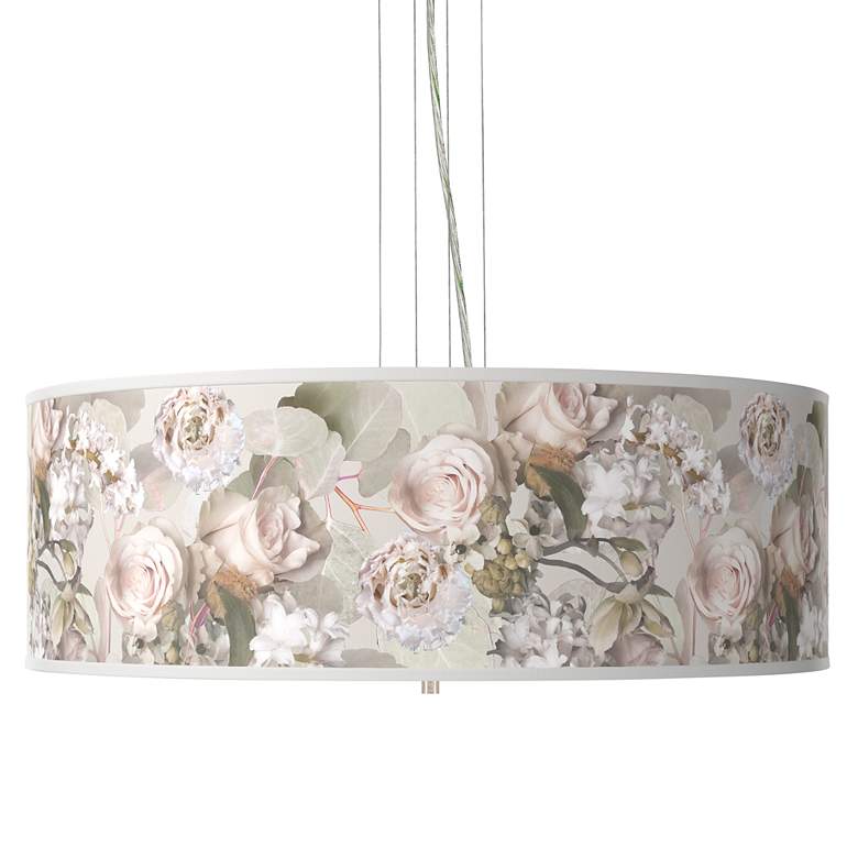 Image 1 Rosy Blossoms Giclee 24" Wide 4-Light Pendant Chandelier