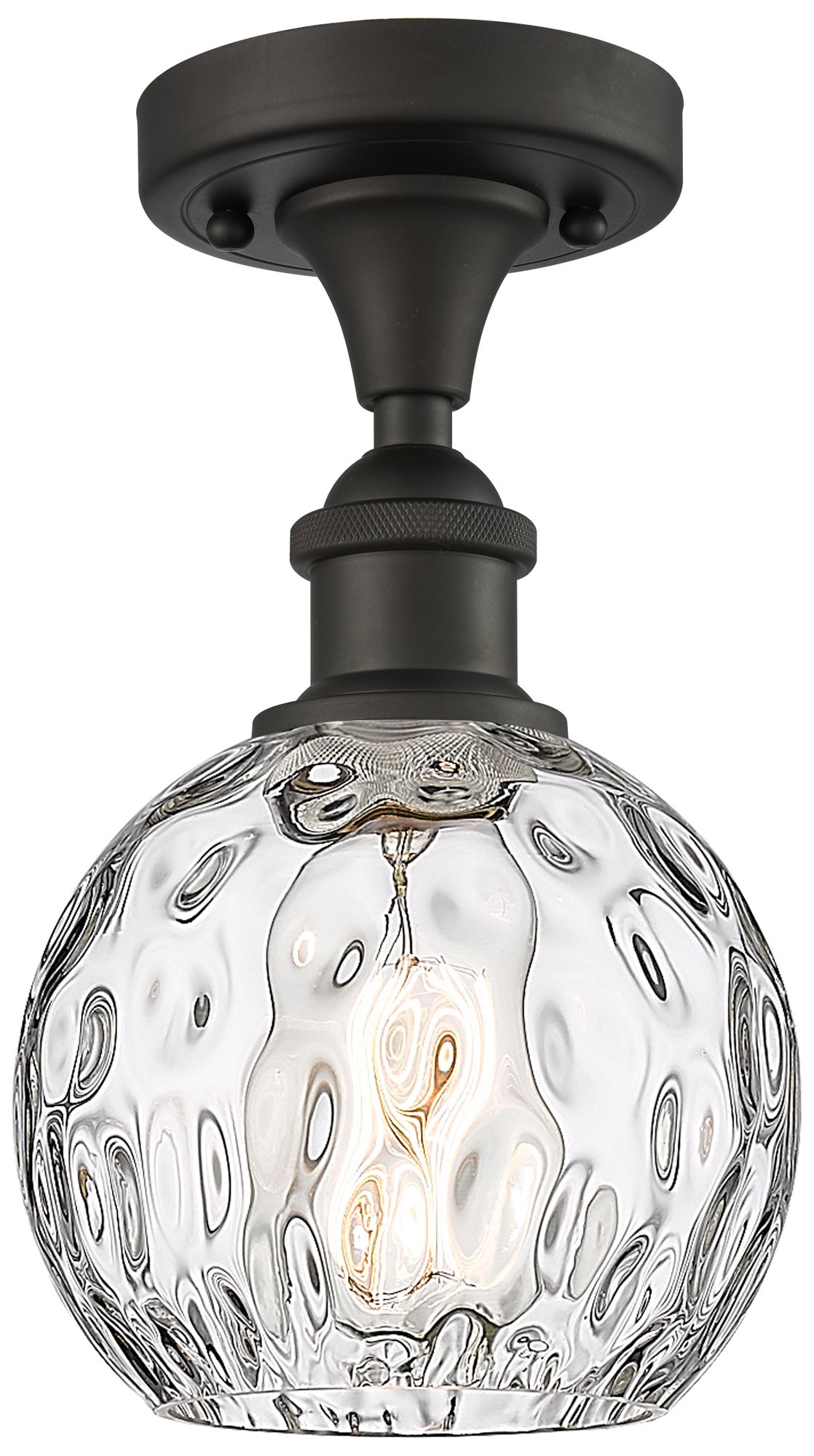 Athens Water Glass 6" Semi-Flush Mount - Oil Rubbed Bronze - Clear