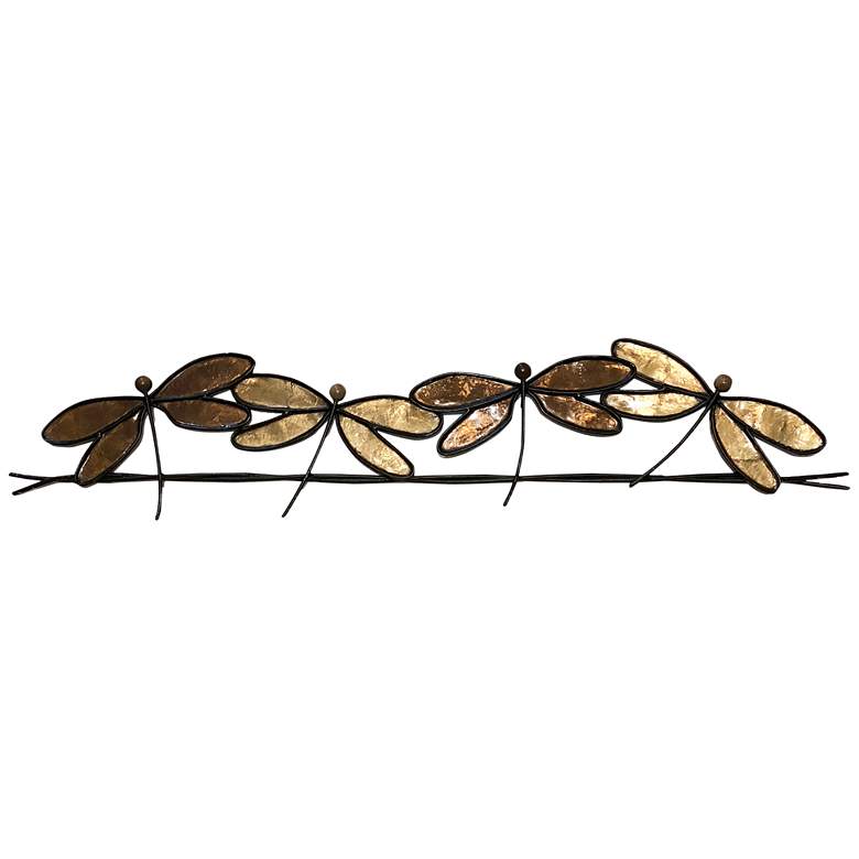 Eangee Dragonflies On A Wire 28&quot; Wide Brown Metal Wall Decor
