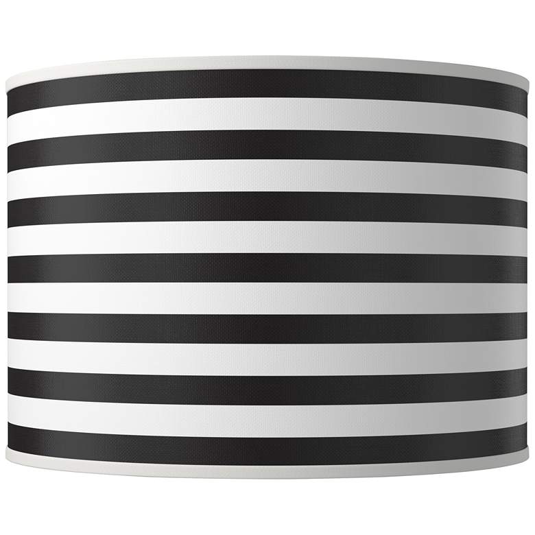 Image 1 Black Horizontal Stripe Giclee Round Drum Lamp Shade 15.5x15.5x11 (Spider)