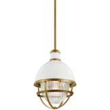 Kichler Tollis 18&quot;H White and Brass Outdoor Hanging Light