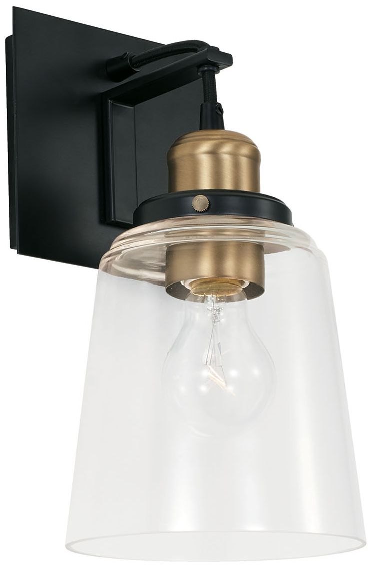Capital Lighting Fallon 1 Light Sconce Aged Brass and Black