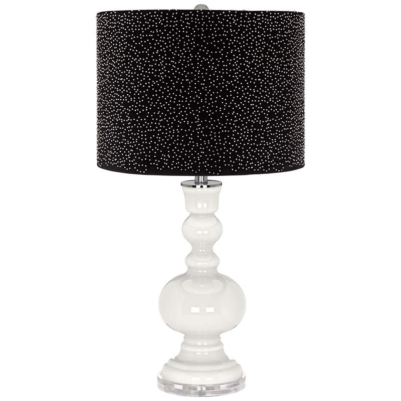 Winter White Apothecary Table Lamp w/ Black Scatter Gold Shade - odista.com