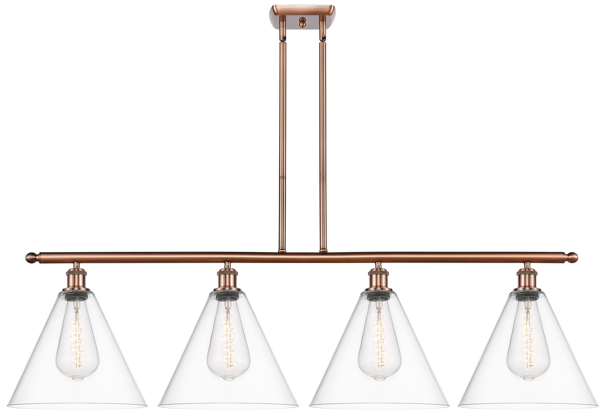 Innovations Lighting Berkshire 4 Light 50" Island Light - Antique Copper  - Clear Shade