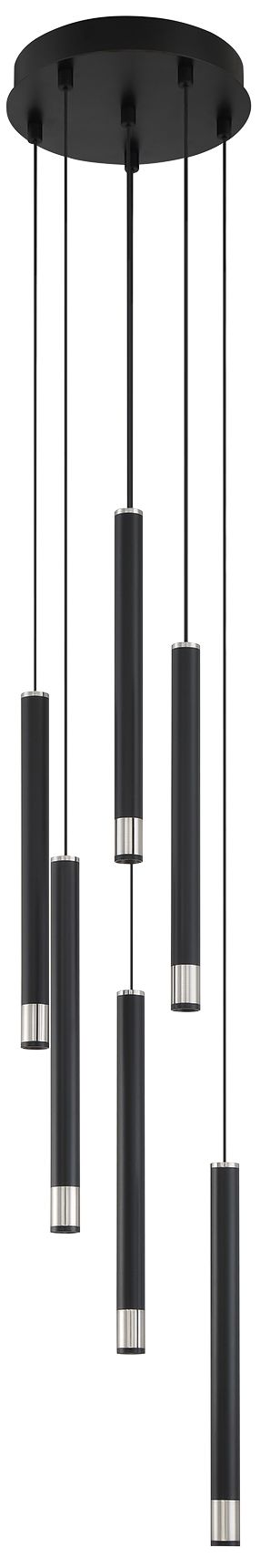 George Kovacs Wand Led 6-light Coal And Brushed Nickel Pan Pendant