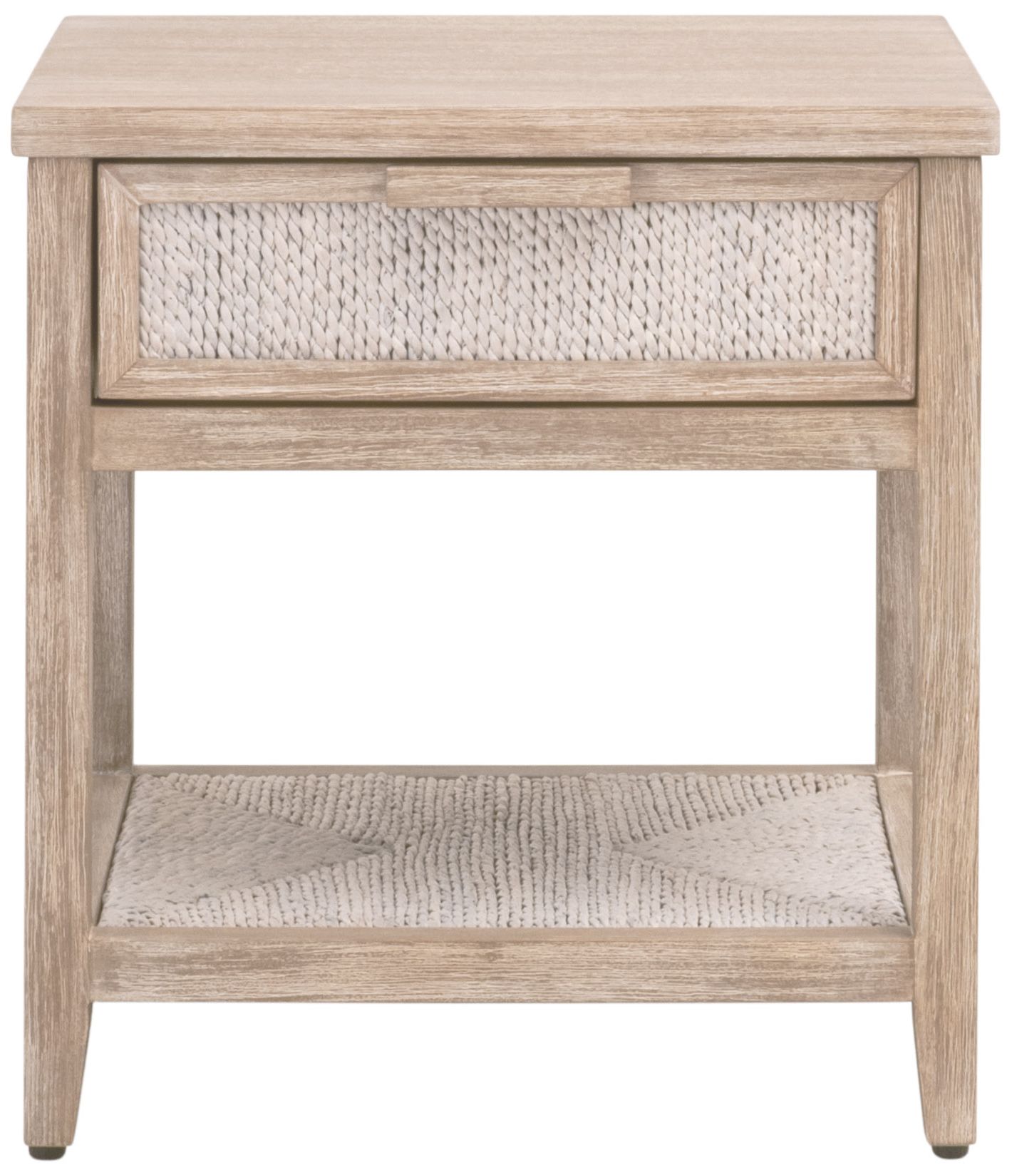 Malay 1-Drawer Nightstand, White Wash Abaca Rope, Natural Gray Mahogany