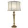 Stiffel Burnished Brass Table Lamp with Off-White Shade and Dimmer