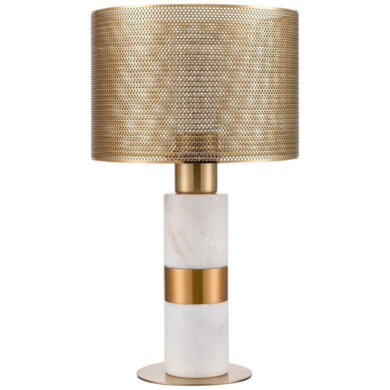 Image 1 Dimond Sureshot 15" High White Aged Brass Accent Table Lamp