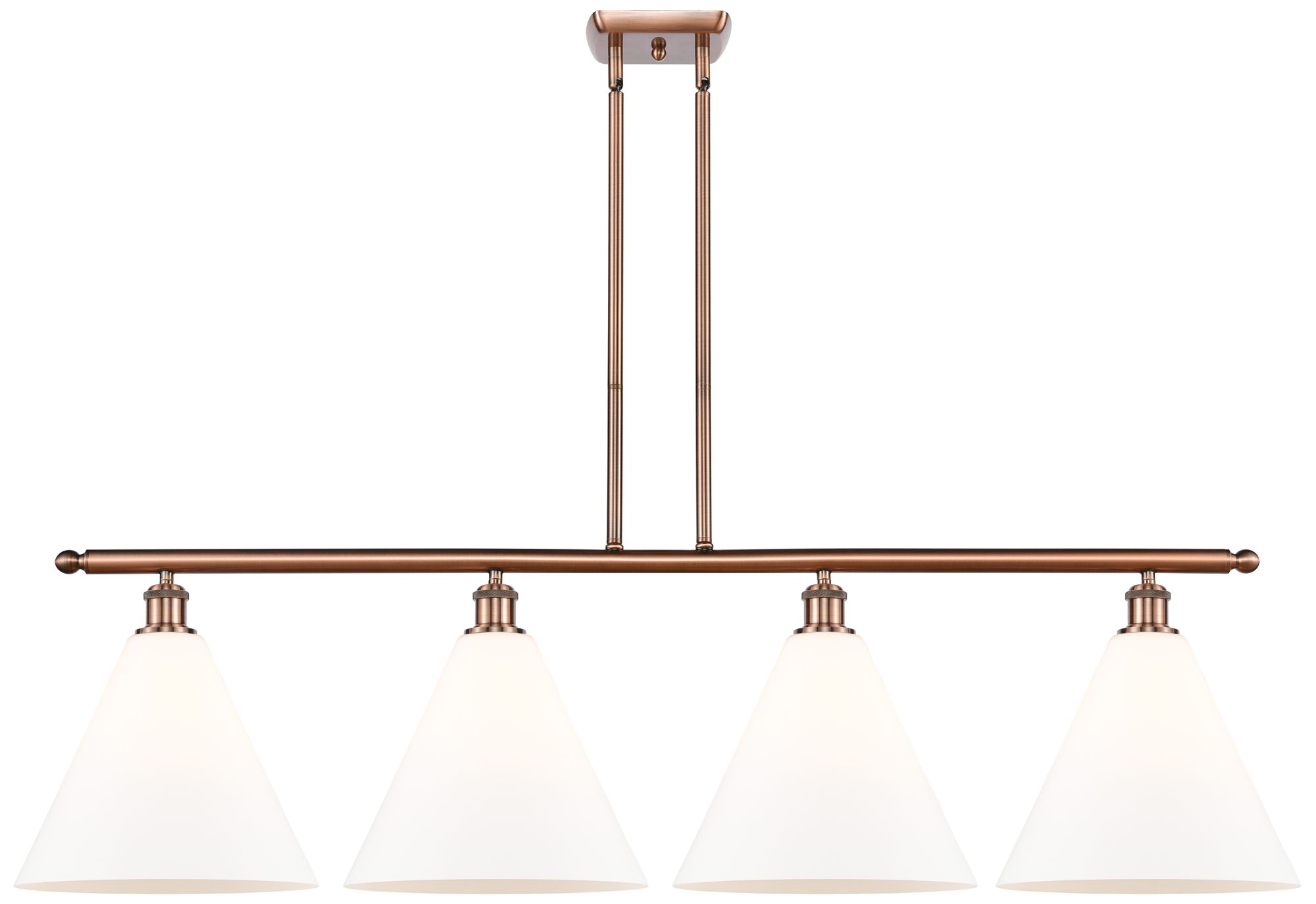 Innovations Lighting Berkshire 4 Light 50" Led Island Light - Antique Copper  - Matte White