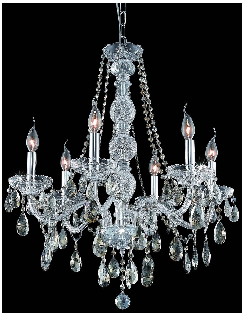 Elegant Lighting Verona 6 Lt Chrome Chandelier Golden Teak