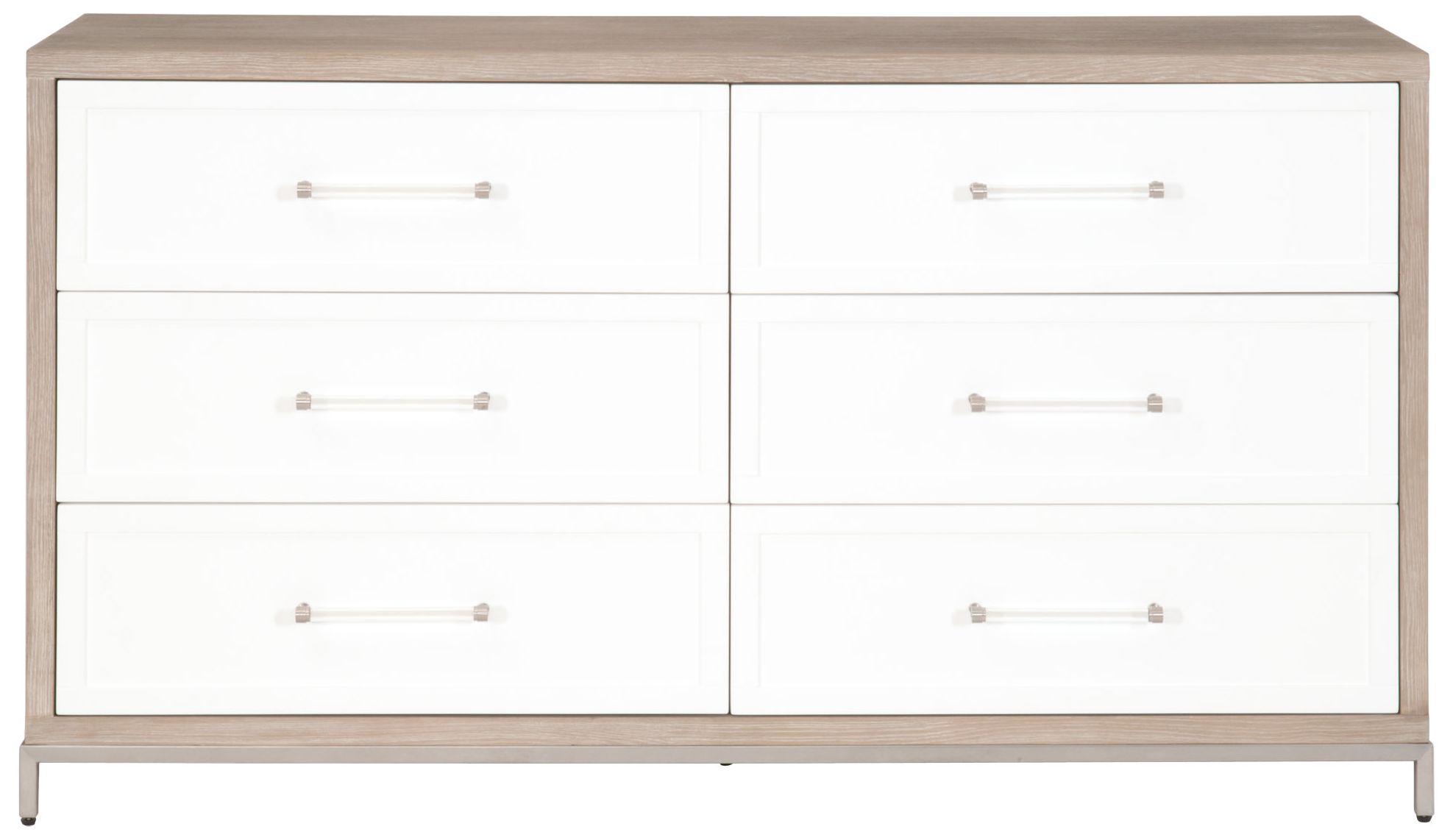 Wrenn 6-Drawer Double Dresser, Natural Gray Acacia, Matte White