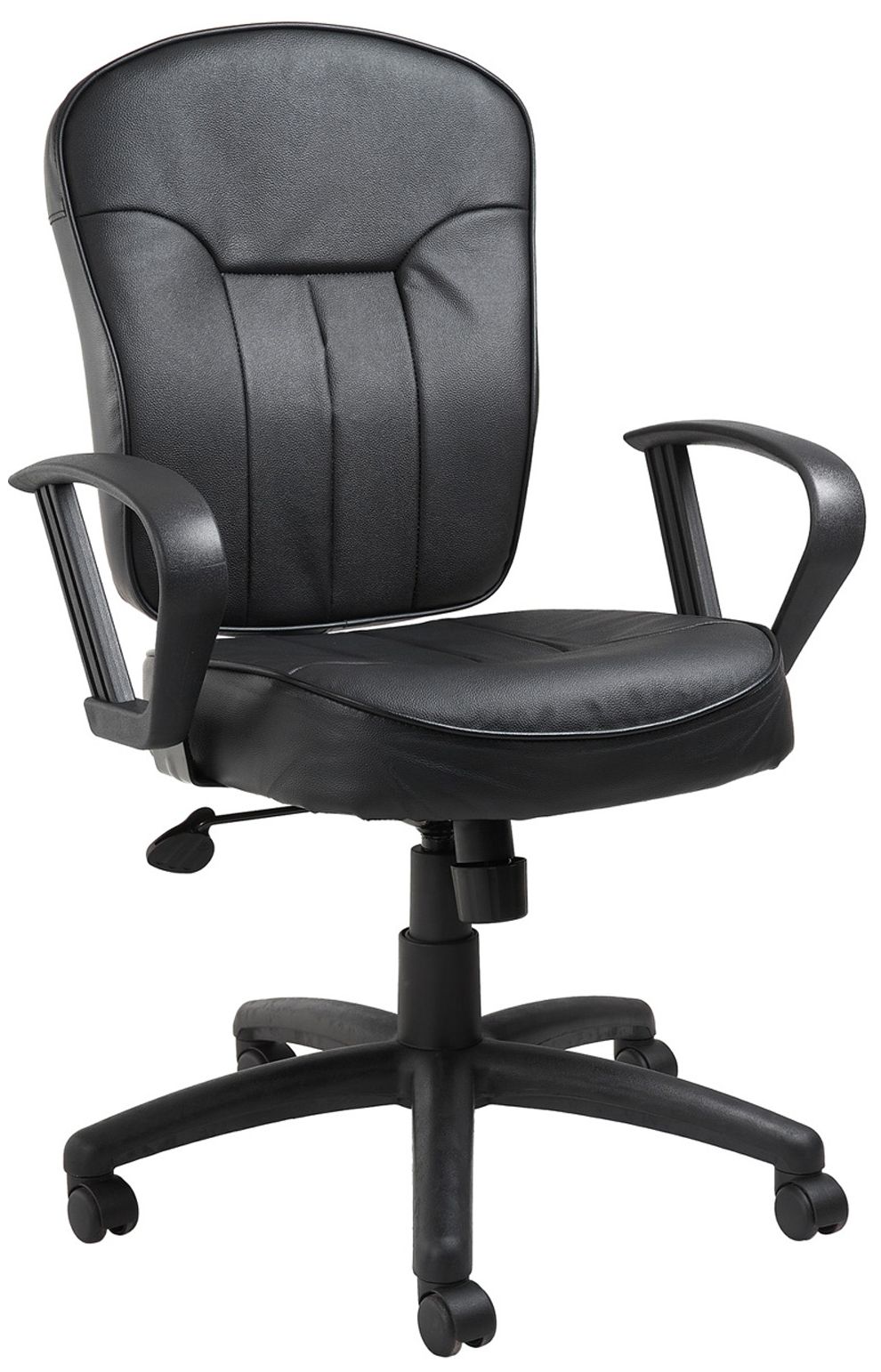 Boss Black Leather Task Chair with Loop Arms