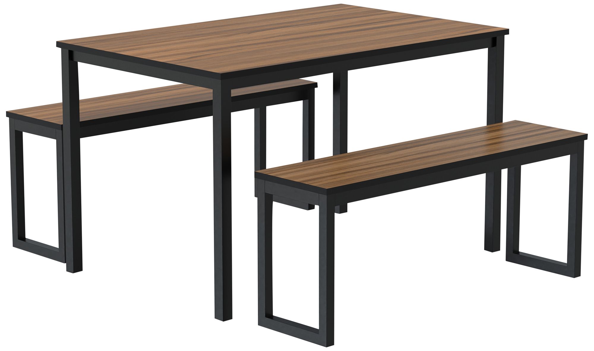Erikssen Brown Wood and Black Metal 3-Piece Dining Set