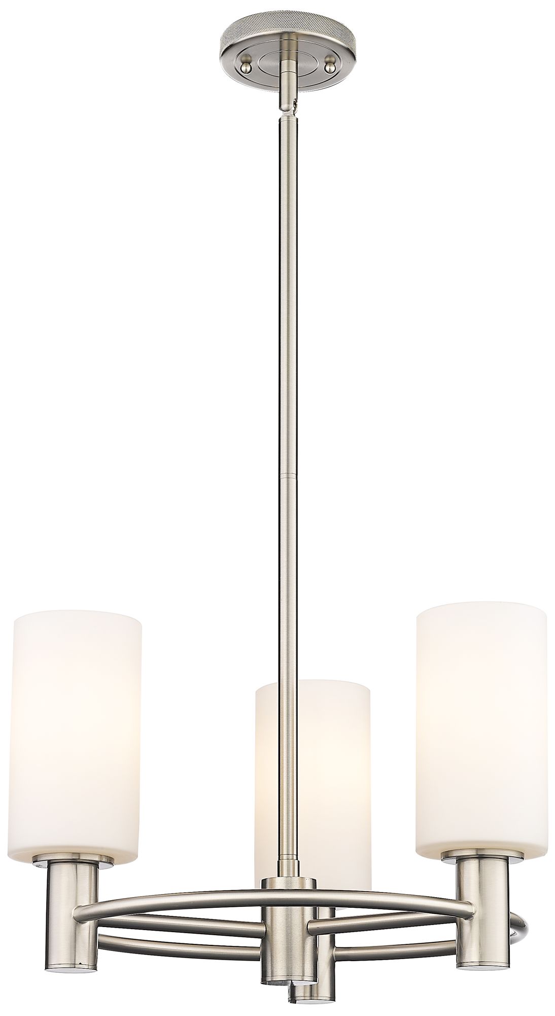Innovations Lighting Crown Point 18"w 3 Light Stem Hung Satin Nickel Pendant With White Sha