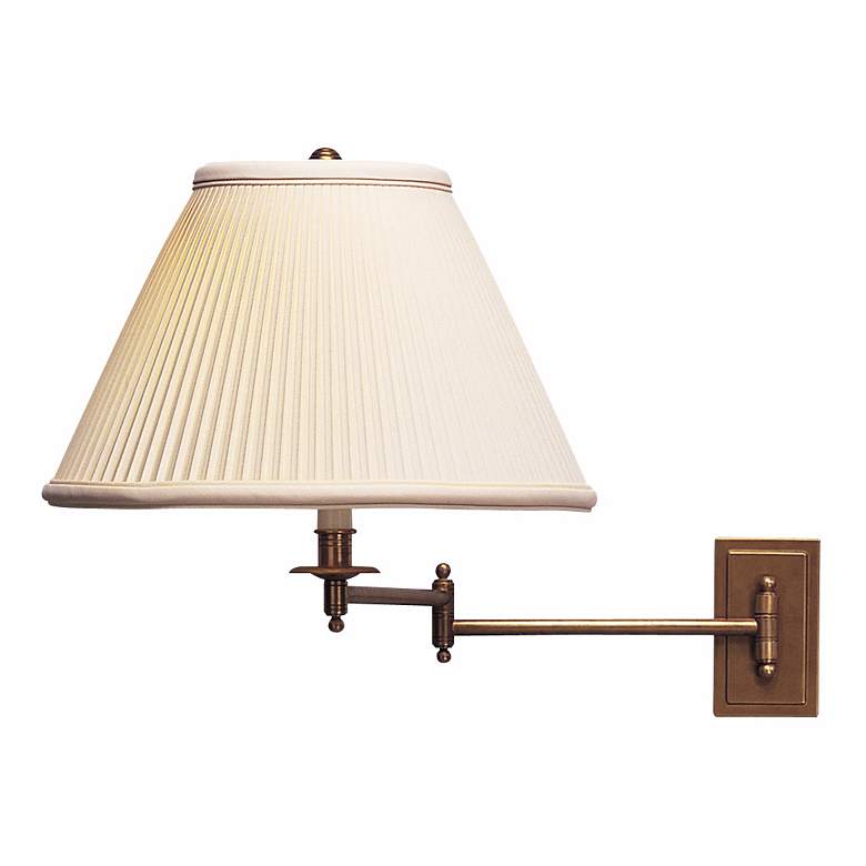 Image 3 Kinetic Collection Brass Pleated Shade Plug-In Swing Arm