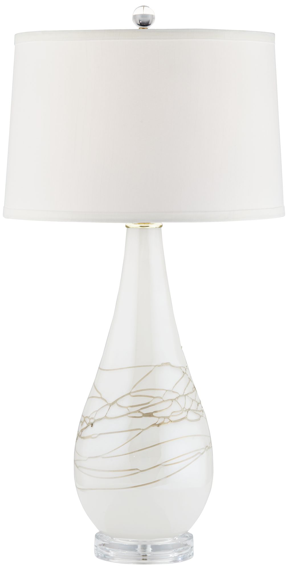 Possini Euro Pearl White Art Glass Table Lamp