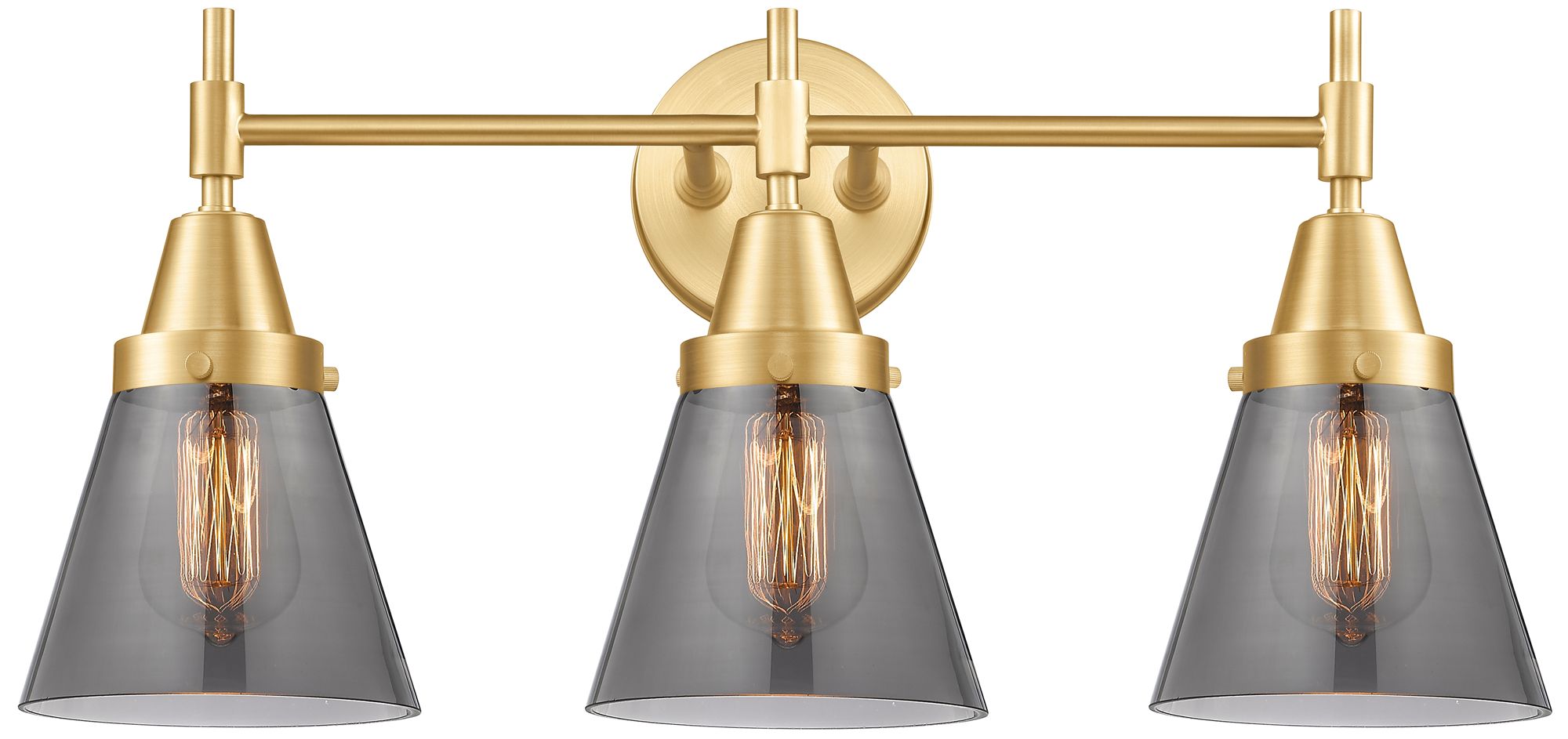 Innovations Lighting Caden Cone 6" 3 Light 24" Led Bath Light - Satin Gold - Plated Sm