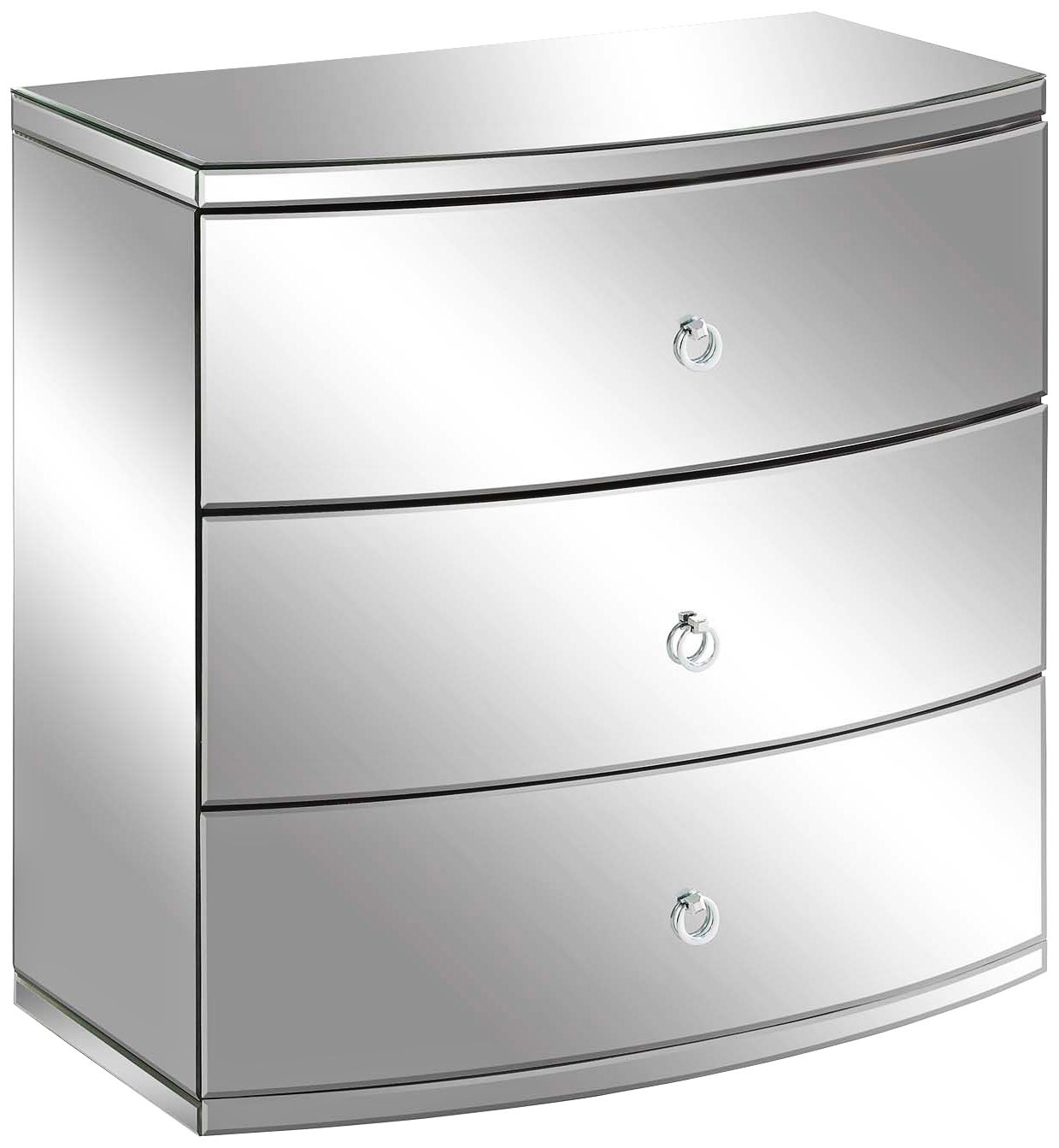 Millenium 32" Wide 3-Drawer Clear Mirror Modern Chest